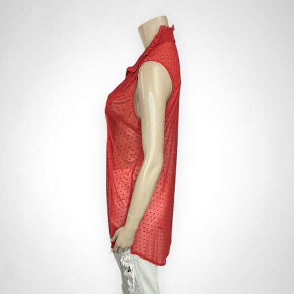 Anthropologie Large‎ Luella Sheer Swiss Dot Tunic Blouse Vanessa Virginia - Picture 2 of 8